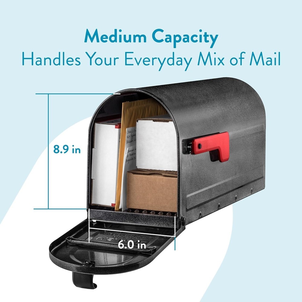 Sleek Medium Pewter Mailbox - Post Mounted, Rust Resistant with Address Display