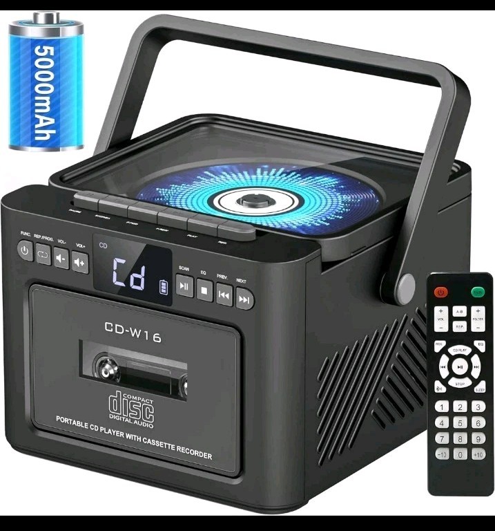 Portable Compact Disc Player & Cassette Recorder Model CD-W16 Bluetooth