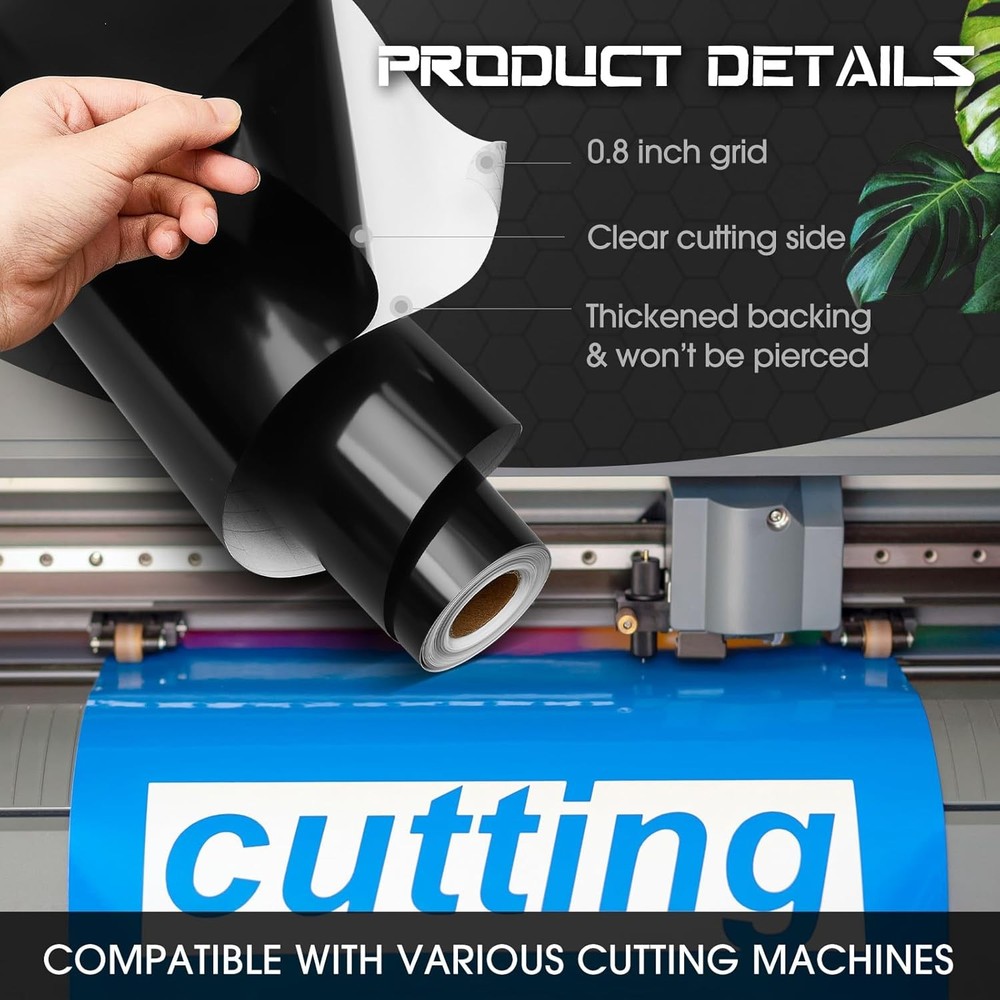 Gueevin Glossy Vinyl Roll Permanent Self Adhesive 24" x 50 ft, Black