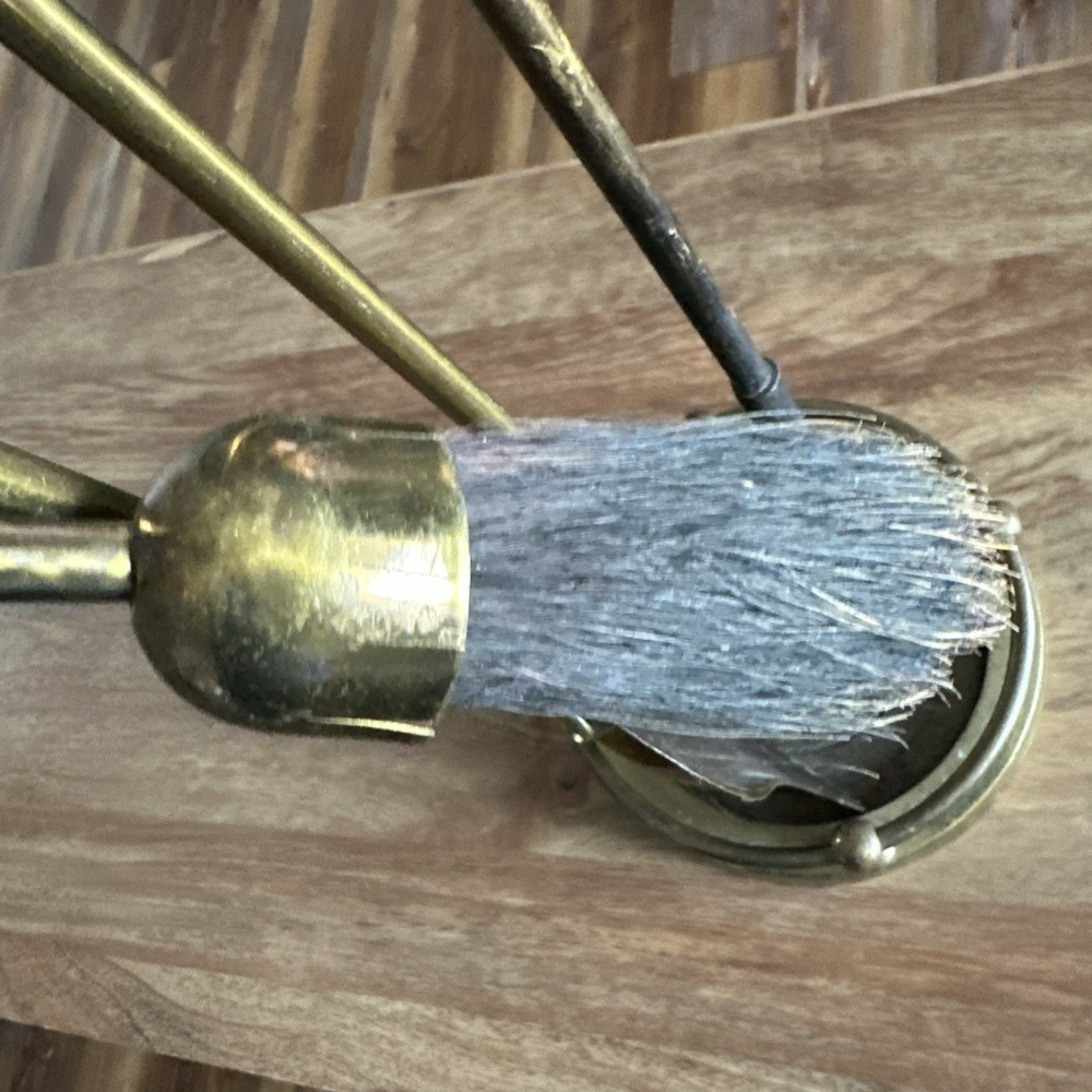 Vintage 4 Piece Brass Fire Place Tool Set with Base Place Holders