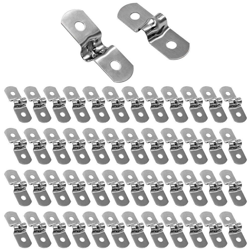 Hordion 50Pcs M5 Two Hole Strap U Bracket, Rigid Pipe M5, Silver