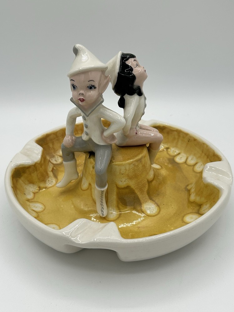 Vintage MCM Pixie/Elf Ceramic Ashtray 1960 Hobbyist Condition Issues Please Read