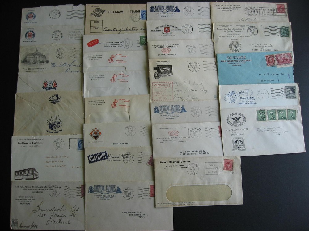Canada 27 advertising covers, duplicates, mixed condition, check them out!