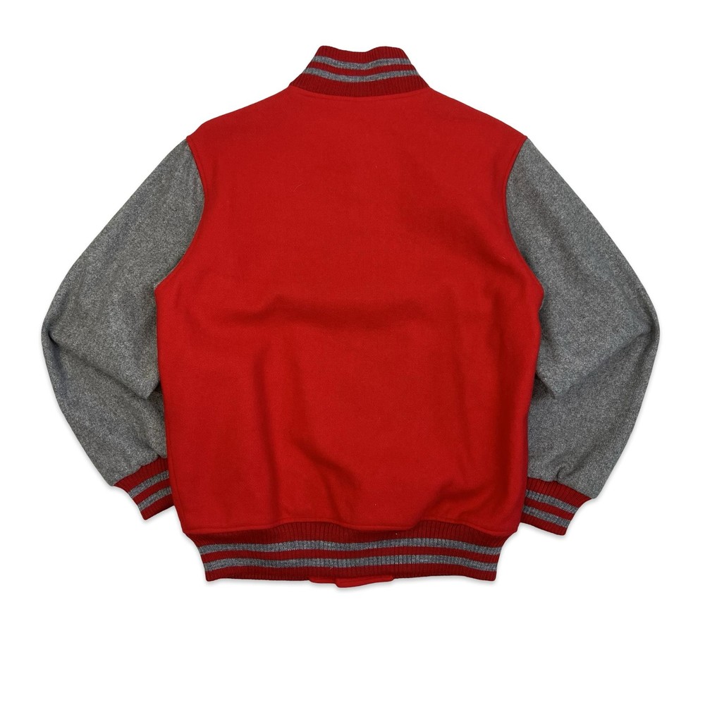 Vintage 80s Red & Grey Wool Varsity Jacket Small