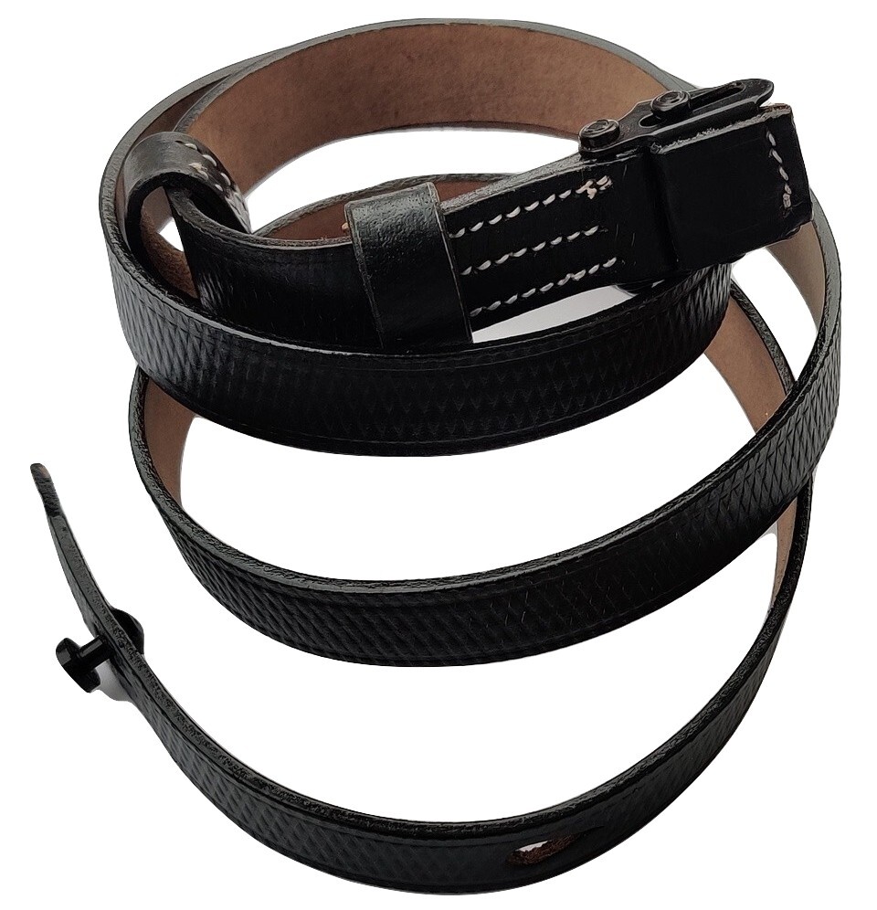 WWII GERMAN MP LEATHER CARRY SLING-BLACK LEATHER