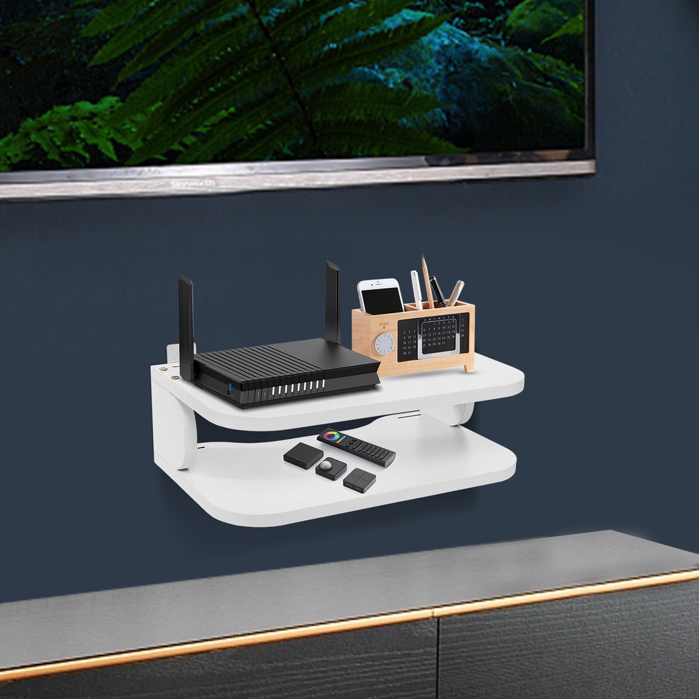TV Component Holder 2-Tier Wall Mount/Tabletop Floating Shelf Set-top Box Shelf