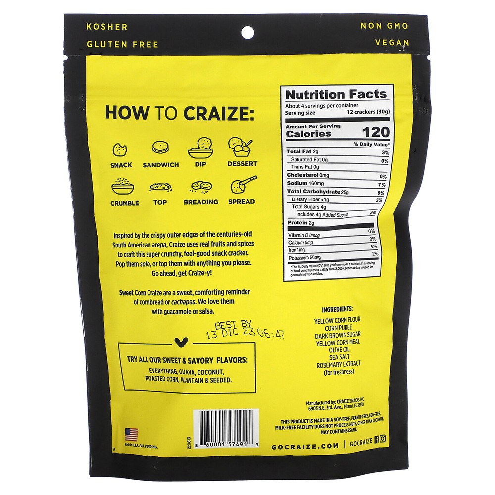 Toasted Snack Crackers, Sweet Corn, 4 oz (113 g)