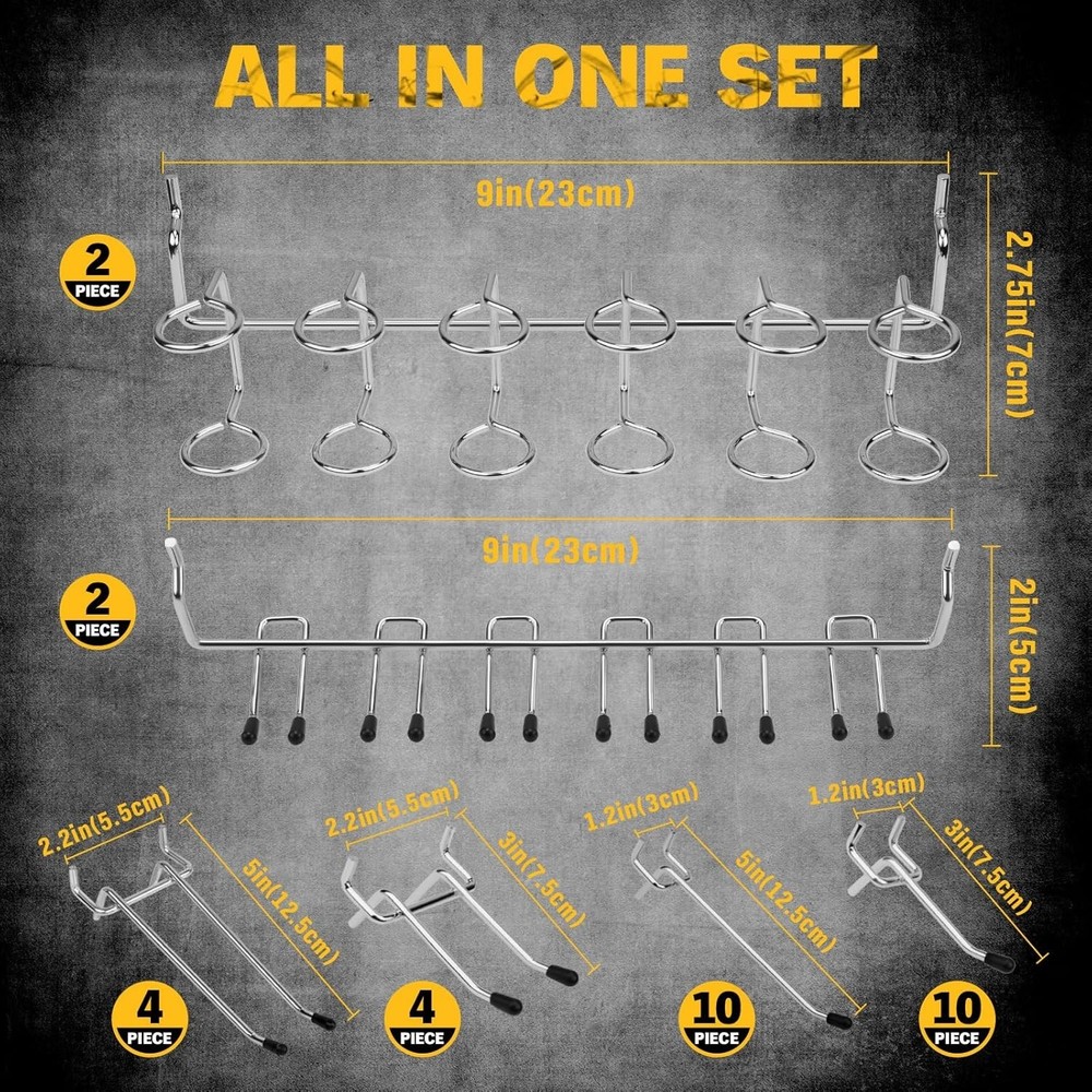 297 Piece Pegboard Hooks Kit Peg Board Organizer Accessories with Bins for tools