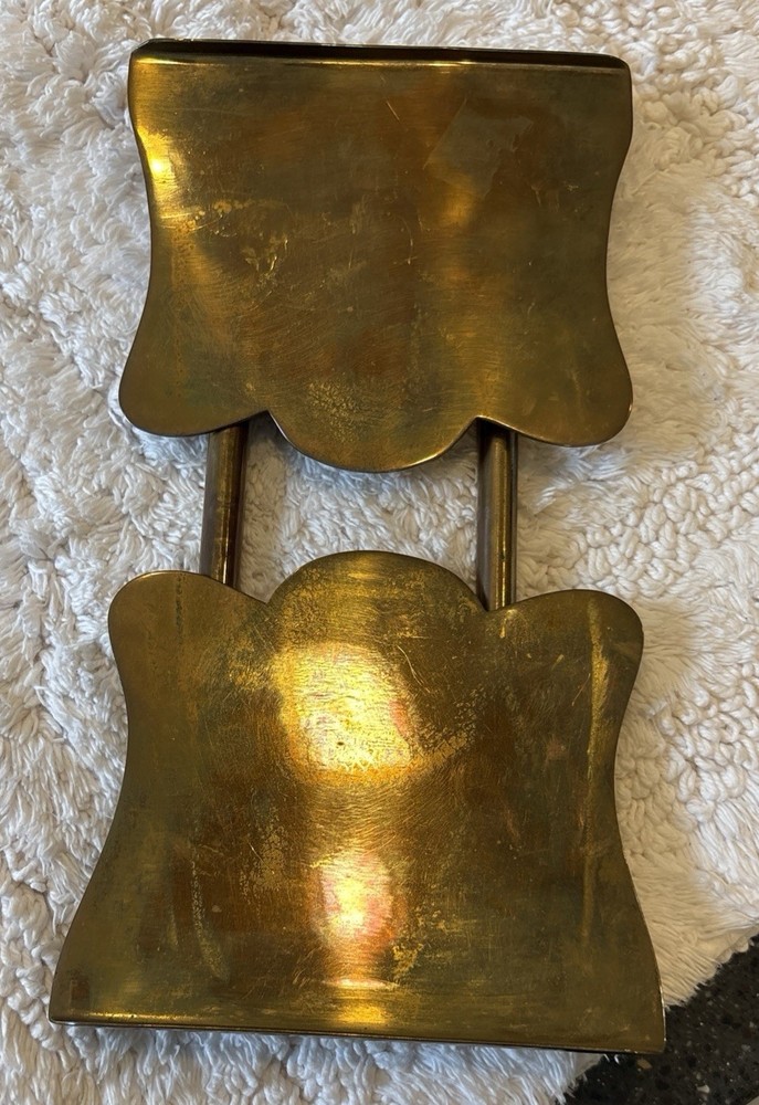 Brass Adjustable Bookends Gold Metallic Finish Rectangle Shape Decorative Pair