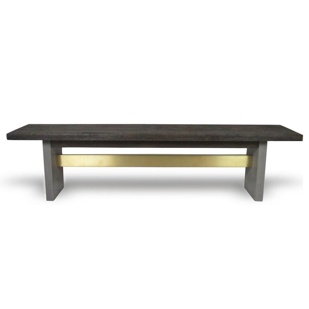 Modrest June - Modern Dark Grey Concrete & Walnut Dining Bench
