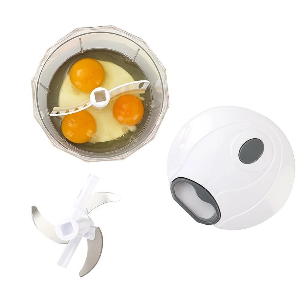Mainstays 1qt Quick Pull Chopper BPA Free SS Blades White Grey