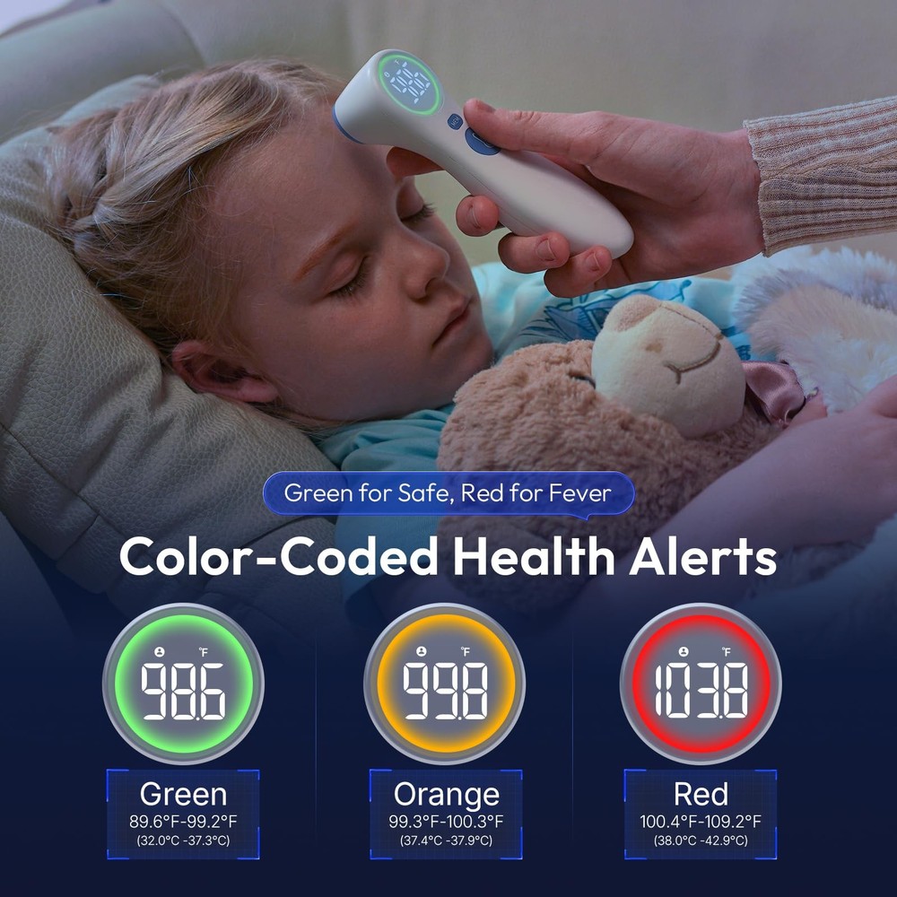 No-Touch Thermometer for Adults and Kids, 1-Second Fast Reading, Color-Coded ...