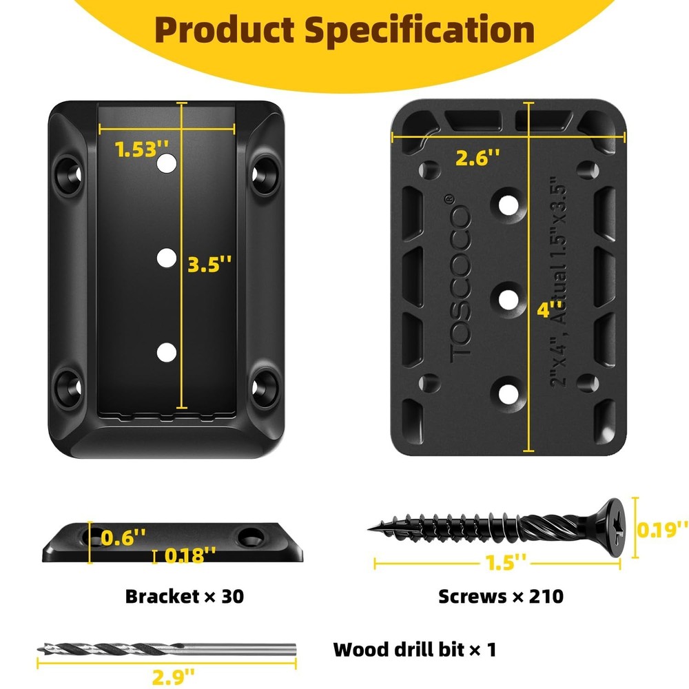 Secure 30 Pcs Deck Railing Bracket Kit with Screws - Ideal for Outdoor Projects