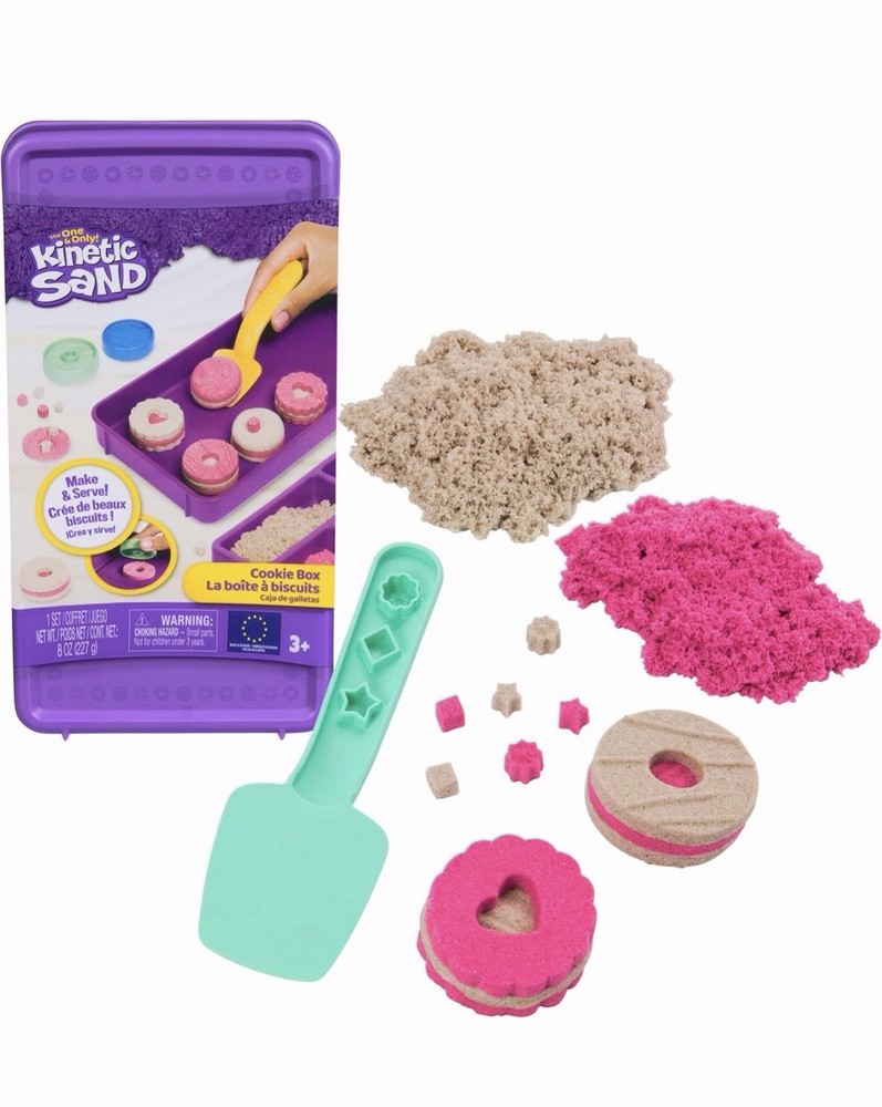 Kinetic Sand Cookie Making Box Kit - Includes 2 Colors & 3 Accessories