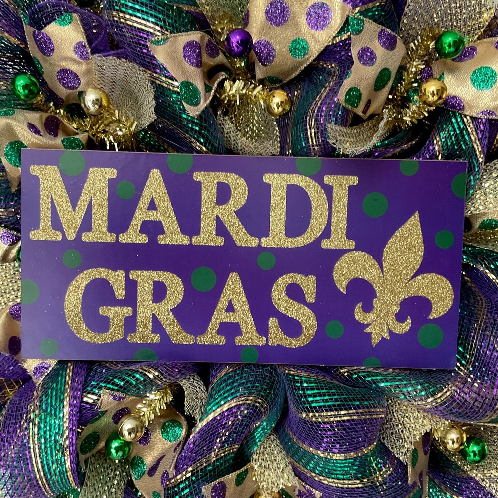 Mardi Gras Handmade Deco Mesh Wreath