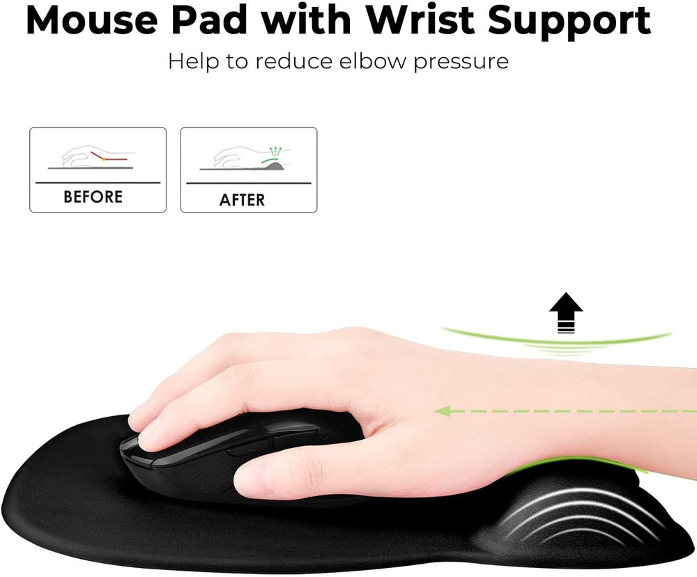 Ergonomic Mouse Pad & Memory Foam Wrist Rest Support Non Slip for Office use
