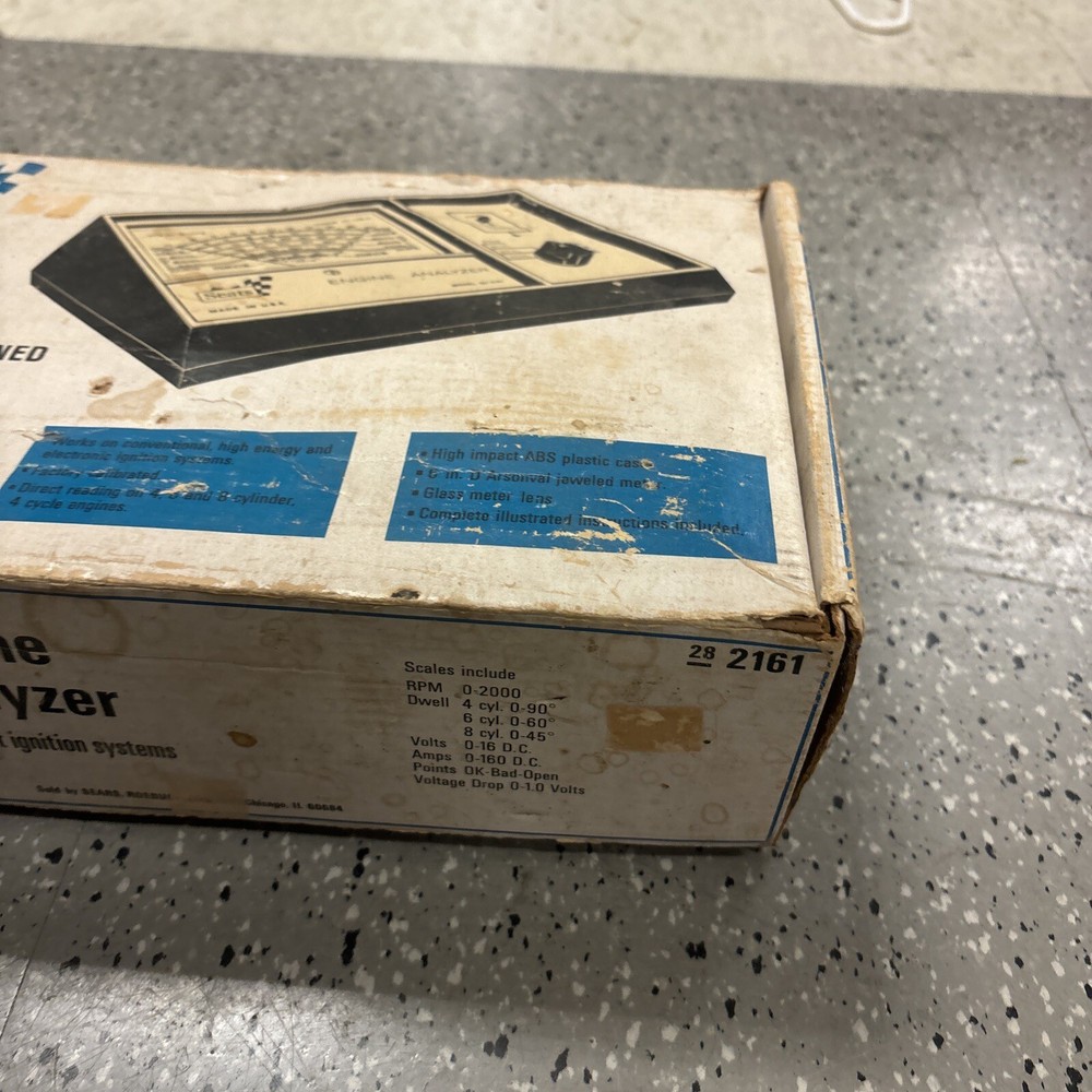 VINTAGE SEARS ENGINE ANALYZER 28-2161 for 12 Volt Ignition Systems USED