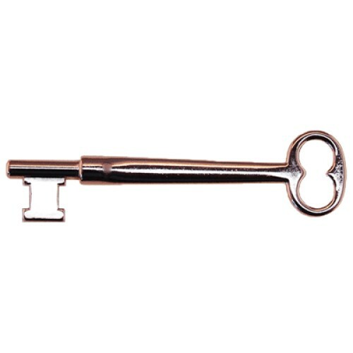 Solid Brass Nickel Plated Skeleton Key w/Double Notched Bit - for House Doors