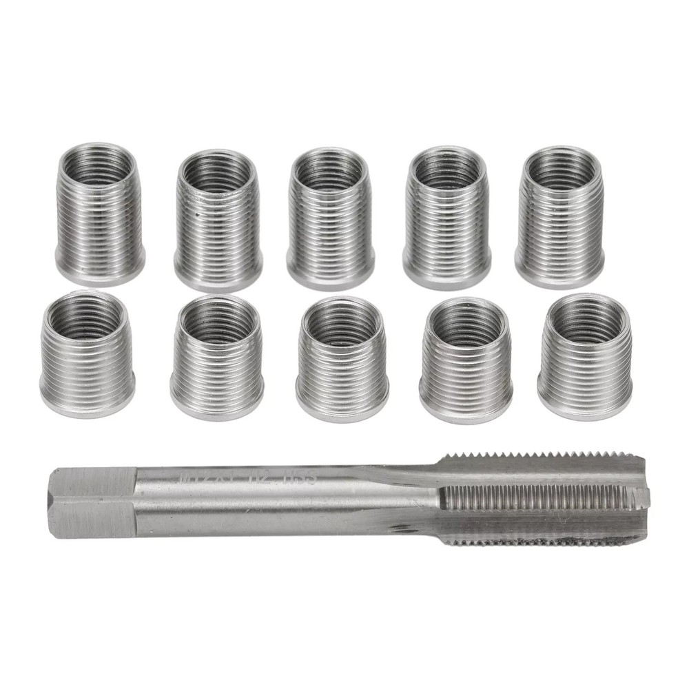 1Set Durable Stainless Steel Spark Plug Thread Repair Tool with Thread Inserts