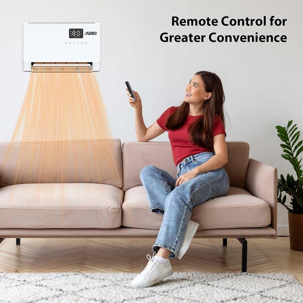 Wall-Mounted Space Heater with ECO Thermostat and Remote Control LED Display