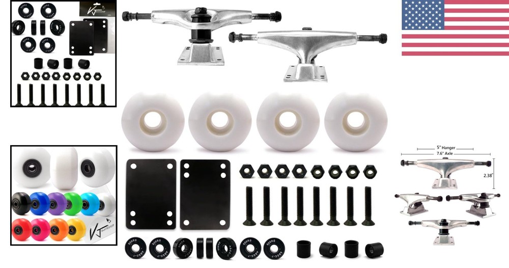High-Performance Skateboard Set: 5.0 Trucks, 99A Wheels & Precision Bearings