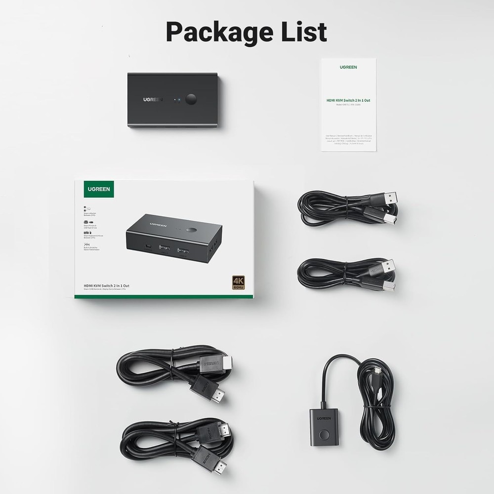 Effortless Workspace Management: HDMI KVM Switch for Two Computers - 4K Support