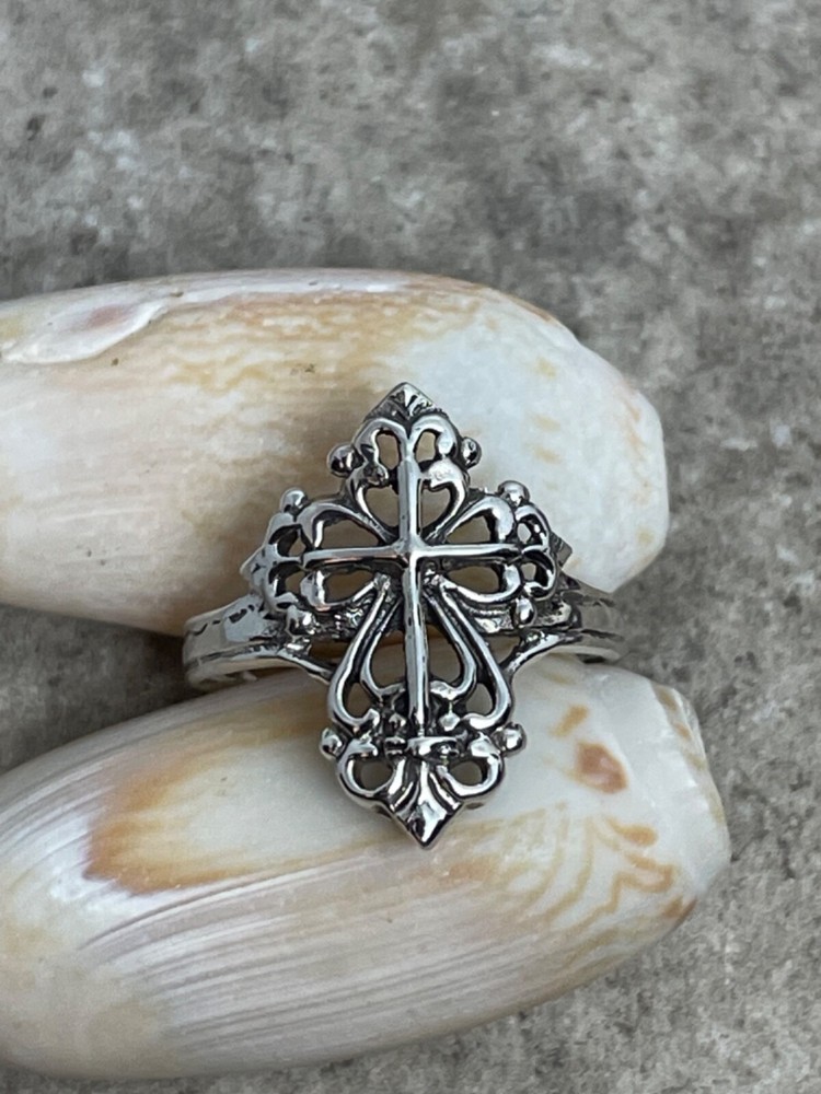 Sterling Silver Cross Ring, Victorian Ring