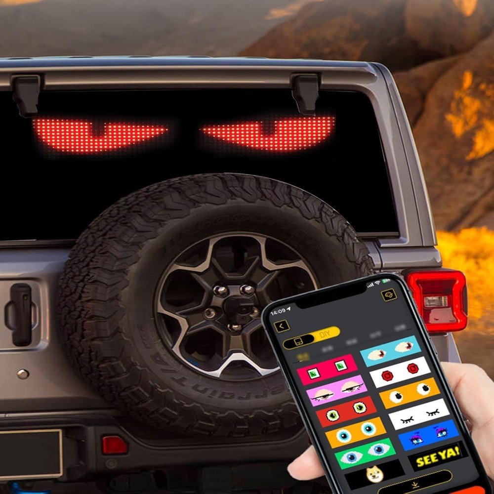 12*60cm Programmable Devil Eyes LED Screen for Car Truck Windshield Light Strips