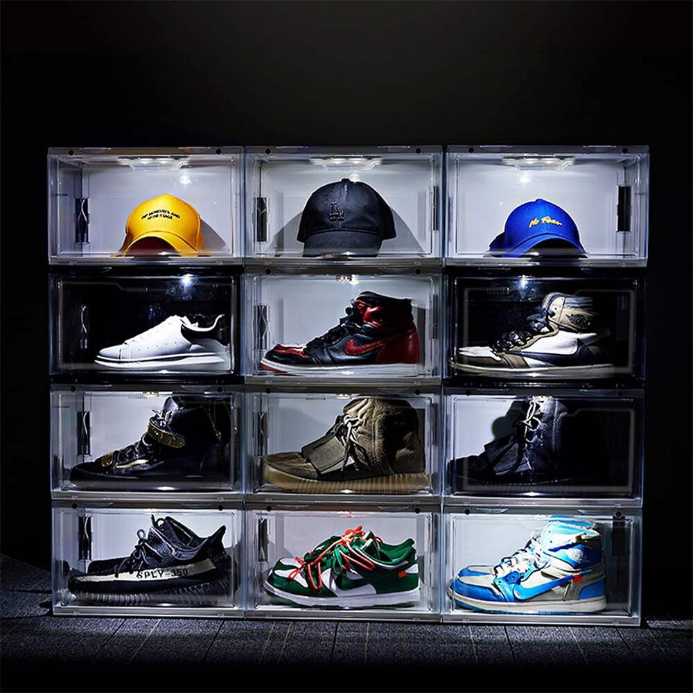 LED Shoe Box Stackable Light Up Sneaker Display Collection Storage Organizer XL