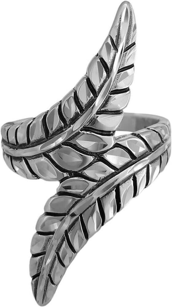 Diamond Cut Wrapped Feathers Ring