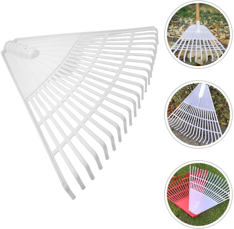 Heavy Duty Leaf Rake for Lawns Lightweight Plastic Efficient White