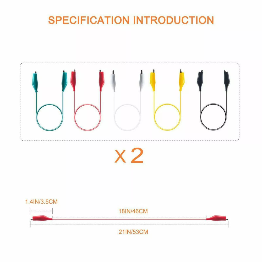 Test Leads Set Jumper Wire With Alligator Clips 10-pc multi color set