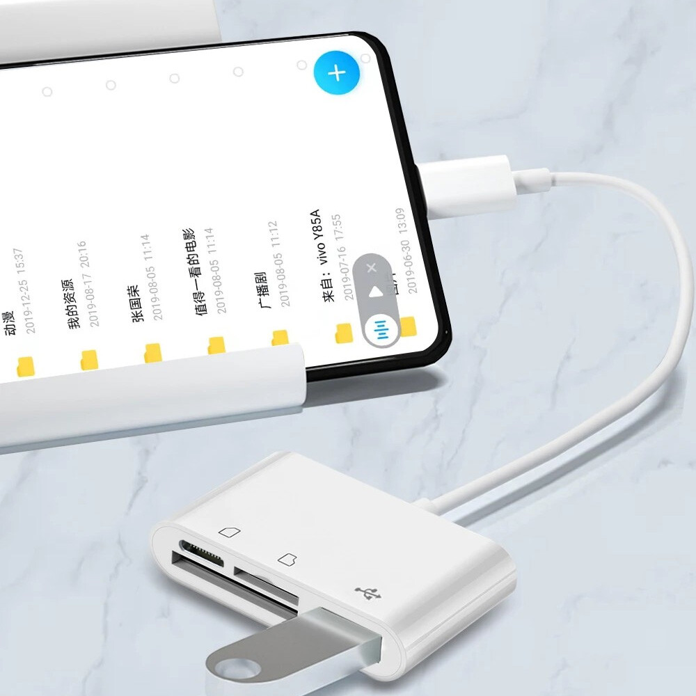 4 in 1 Micro SD/SD Card Reader for iPhone iPad Adapter with Charging Port