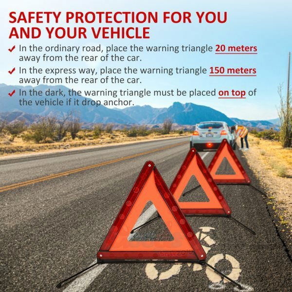 3PCS Car Emergency Warning Triangle DOT Approved Reflective Safety Roadside Kit