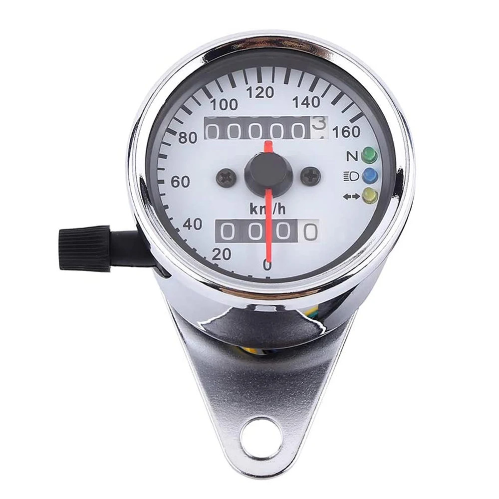 Universal Motorcycle Speedometer Odometer Gauge w LED Light Backlight Indicator