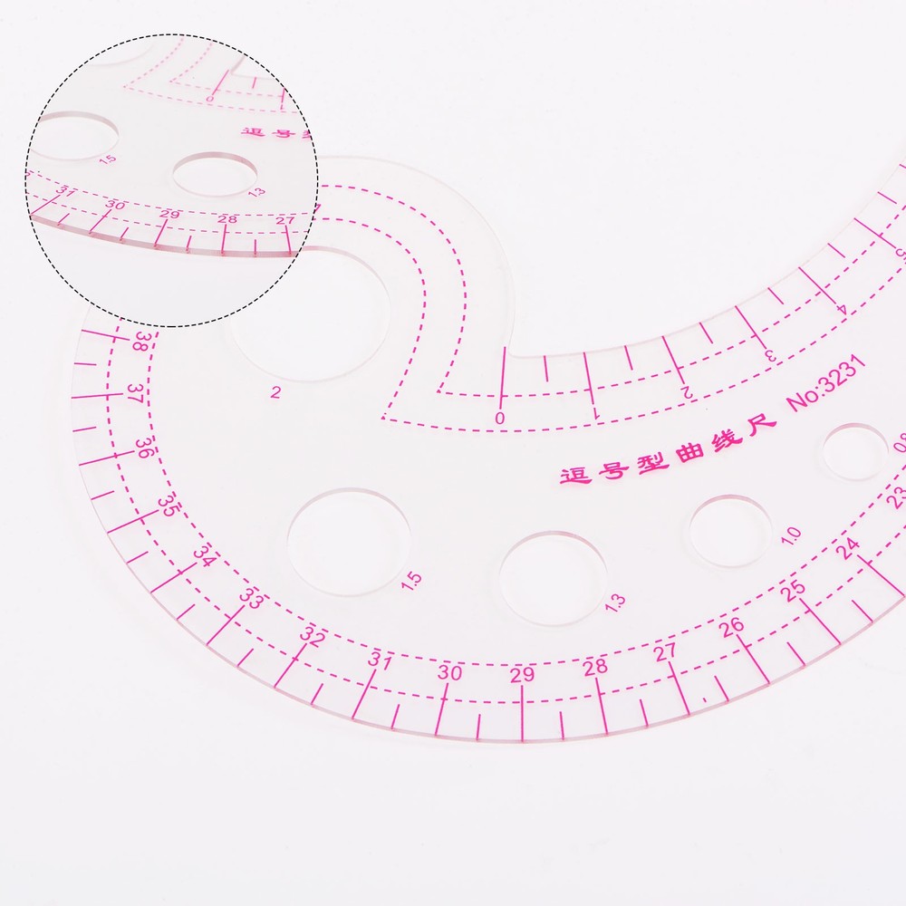 Styling Sewing French Curve Ruler 30x10.5cm Clear Pattern Making Ruler