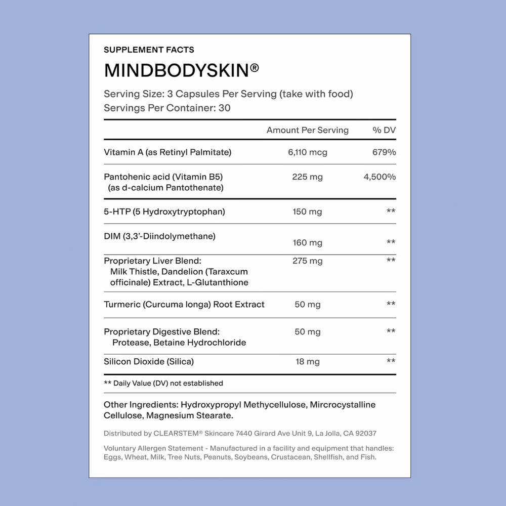 MINDBODYSKIN@ Hormonal Acne SupplementDigestive Support, Liver Detoxifiers