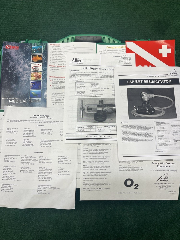 Divers Alert Network Scuba Rescue Pack Emergency Oxygen EMS PRO