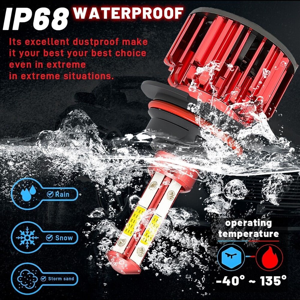 2x 9007/HB5 LED Headlight Bulbs Kit 6500K White High Low Beam Light Super Bright