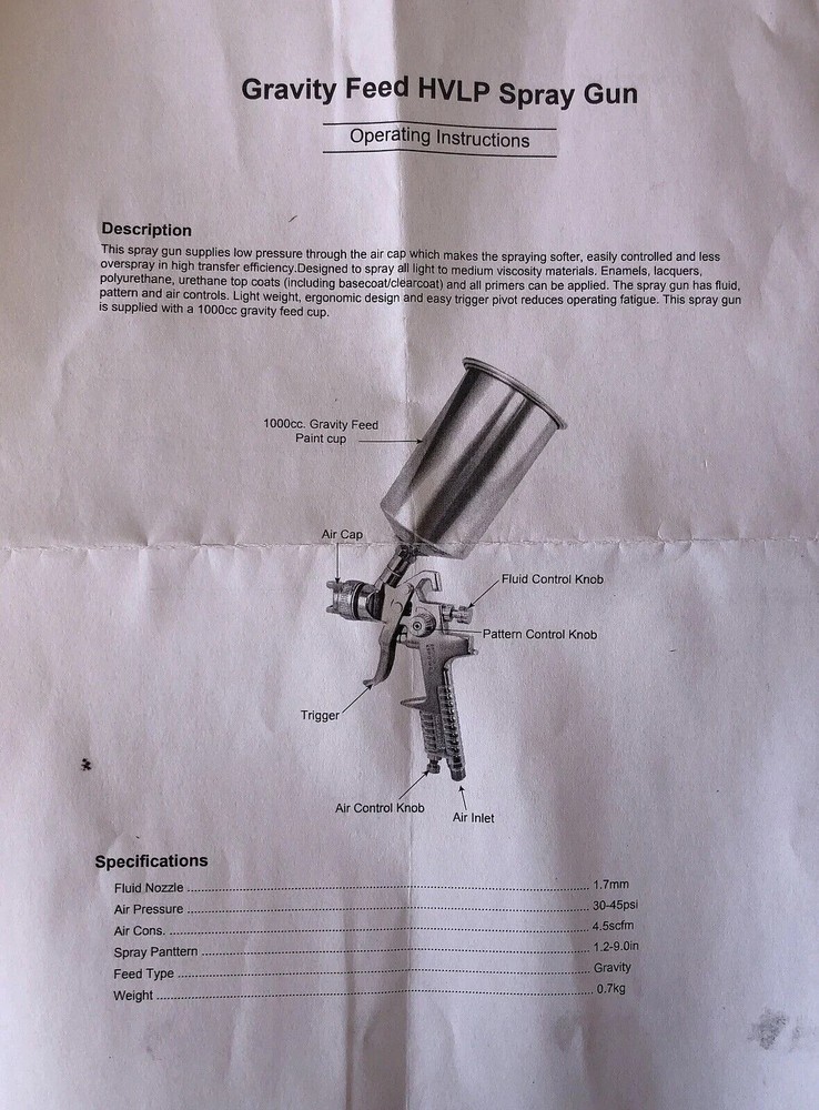 Paint Spray Gun 1000cc 1.7mm