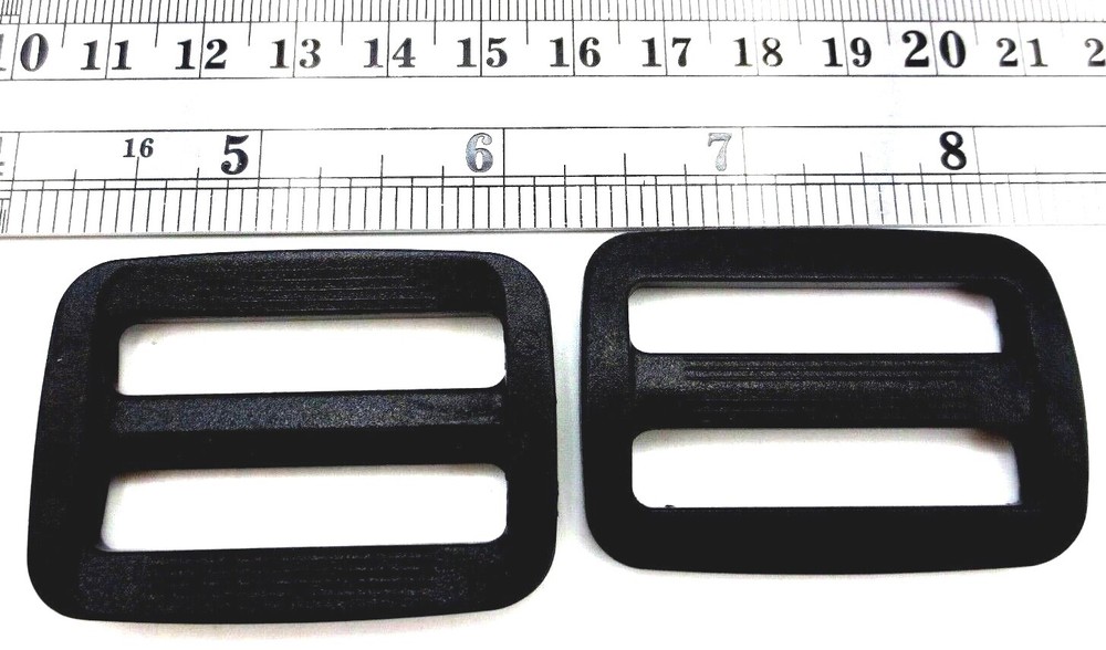 Fits 1.5", 38mm Wide Strap Webbing, Slide 3-Bar Adjuster Durable! Black Plastic