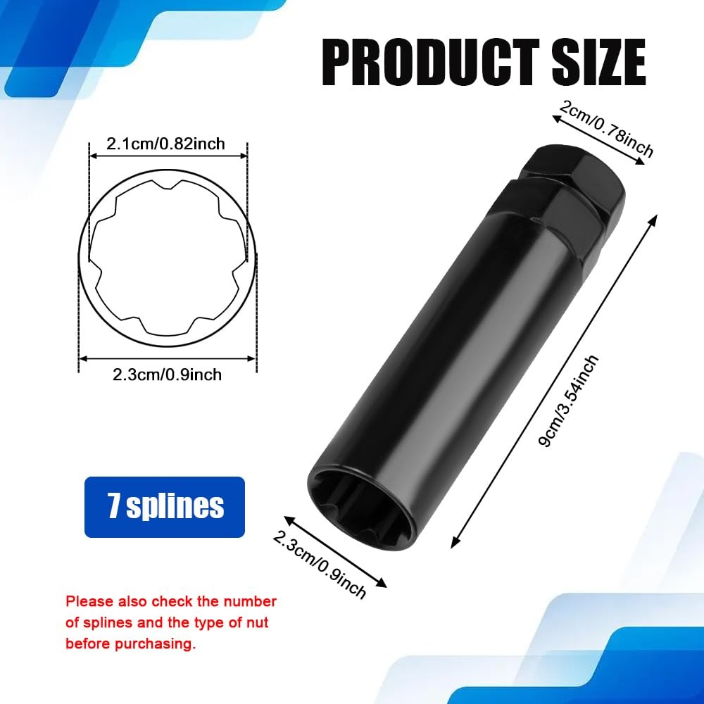 PACLVIO 7 Spline Lug Nut Socket, Wheel Lock Key Replacement for 7