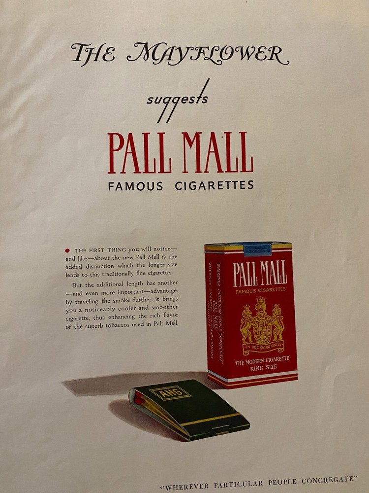 Pall Mall Cigarettes, Full Page Vintage Large Format Print Ad
