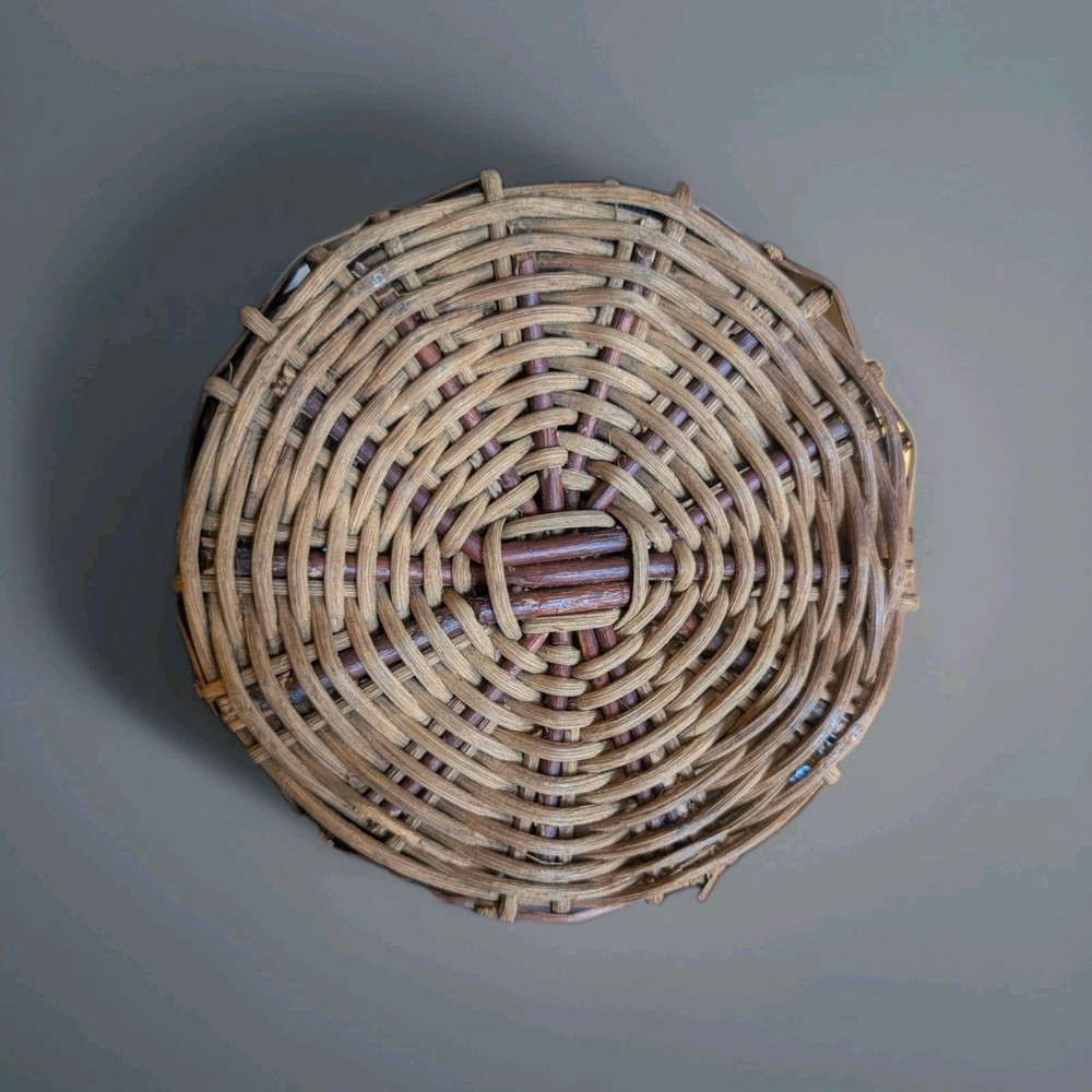 15.5" Antique Wicker Amber Bottle Demijohn