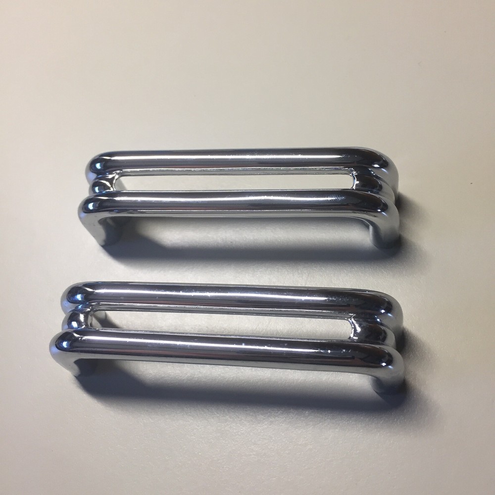 2 Vintage KBC Chrome Split Bar Drawer Pull Mid Century Style Lot B