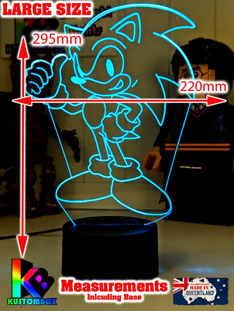 SONIC THE HEDGEHOG PERSONALISED NAME USB LED NIGHT LIGHT 7 COLOUR REMOTE CONTROL
