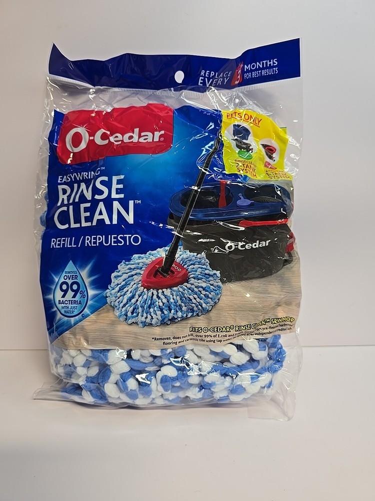 O-Cedar EasyWring RinseClean Spin Mop Microfiber Genuine Refill Blue and White