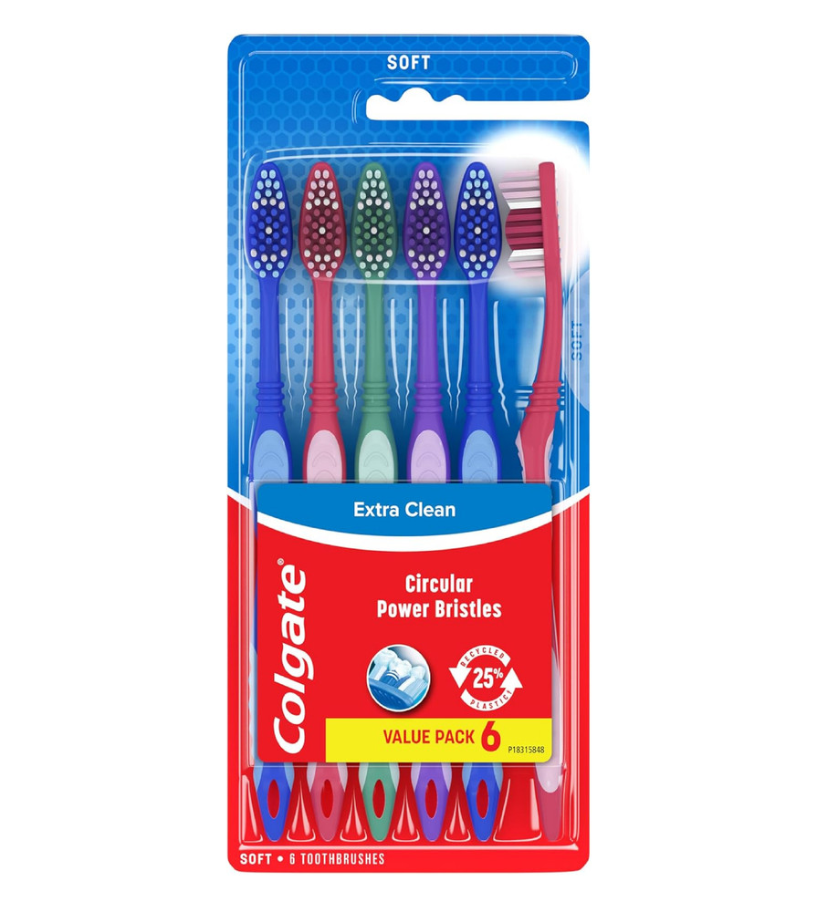 Colgate 55538 Extra Clean Toothbrush Full Head Soft 6 Count