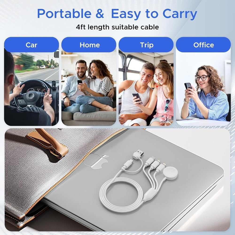 4 in 2 Fast USB Charging Cable Universal Multi-Function Cell Phone Charger Cord