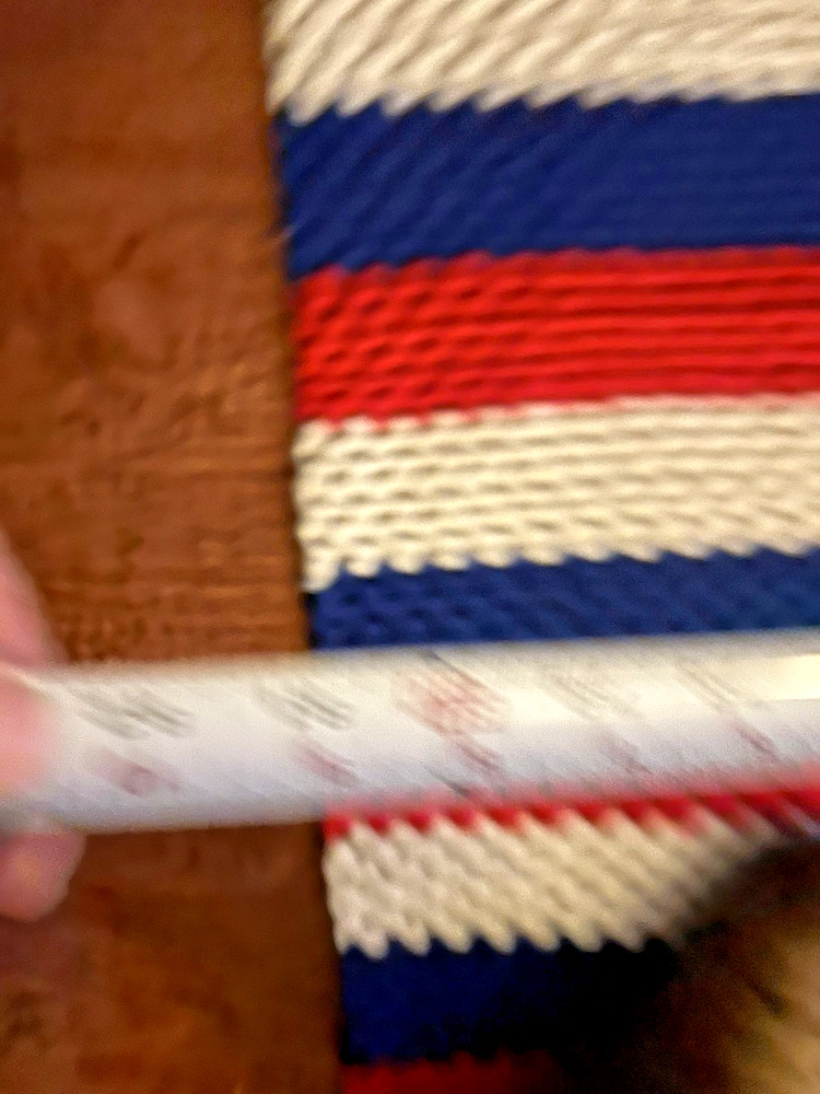 Handmade Crocheted Blanket Red White Blue Afghan Throw 65x81